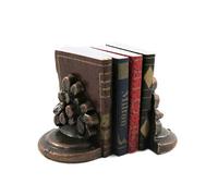 Melody Jane Dolls House Books & Bronze Flower Bookends Office Study Bookshelf Accessory