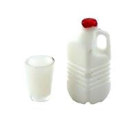 Melody Jane Dolls House Bottle Carton and Glass of Milk Miniature 1:12 Kitchen Accessory