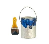 Melody Jane Dolls House Can Tin of Blue Paint & Brush Miniature Accessory Tools DIY 1:12