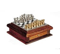 Melody Jane Dolls House Chess Set with Wooden Storage Drawer Miniature Study Accessory