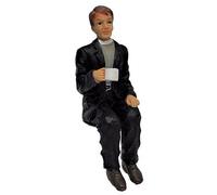 Melody Jane Dolls House Clergyman Minister Sitting with Cup of Tea Resin People