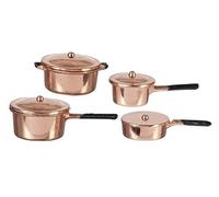 Melody Jane Dolls House Copper Saucepan Pan Set Miniature Kitchen Accessory