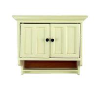 Melody Jane Dolls House Cream & Walnut Double Wall Cupboard Modern 1:12 Kitchen Furniture