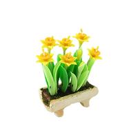 Melody Jane Dolls House Daffodils in Cream Stone Trug Trough Miniature 1:12 Garden Accessory