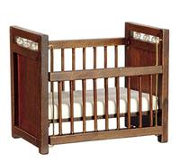 Melody Jane Dolls House Dark Oak Cot Crib Miniature 1:12 Scale Nursery Baby Furniture