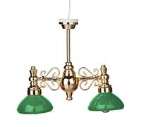 Melody Jane Dolls House Double Billiard Light Brass with Green Shades 12V Electric Lighting