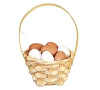 Melody Jane Dolls House Eggs in Wicker Shopping Basket Woven Miniature Shop Market Accessory