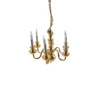 Melody Jane Dolls House Elite 6 Arm Brass Chandelier Candle Bulbs 12V Electric