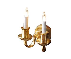 Melody Jane Dolls House Elite Double Brass Wall Light Candle Bulbs Miniature Electric Lamp