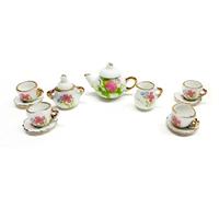 Melody Jane Dolls House English Tea Set Gold Edging Dining Room Accessory