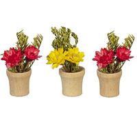 Melody Jane Dolls House Flower Pots Yellow & Pink Miniature Garden Accessory 1:12 Scale