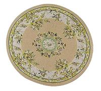 Melody Jane Dolls House Gold Beige Circular Rug Miniature Round Turkish Woven Carpet