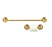 Melody Jane Dolls House Gold Brass Towel Rail Toilet Tissue Fittings Set Bathroom Accessory
