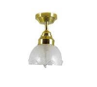 Melody Jane Dolls House Gold Ceiling Light Frosted Pie Crust Shade Electric 12V Lighting