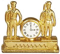 Melody Jane Dolls House Gold Twin Soldier Clock Miniature Mantlepiece Ornament1:12 Scale