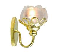 Melody Jane Dolls House Gold Wall Light Frosted Flower Shade Miniature Electric Lighting 12V