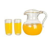 Melody Jane Dolls House Jug & 2 Glasses of Orange Juice Miniature Kitchen Dining Accessory