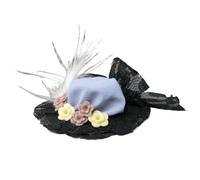 Melody Jane Dolls House Lady's Hat Black & Lavender with Feather Milliners Shop Accessory