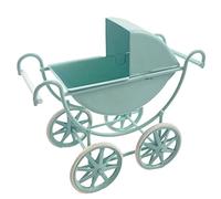 Melody Jane Dolls House Light Blue Baby Pram Metal Old Fashioned Nursery Furniture1:12 Scale