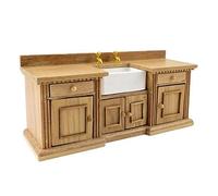 Melody Jane Dolls House Light Oak Smallbone Sink Unit with Belfast Sink Kitchen Furniture