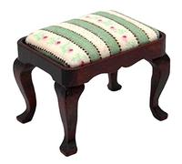 Melody Jane Dolls House Mahogany Dressing Table Stool Floral Seat Bedroom Furniture
