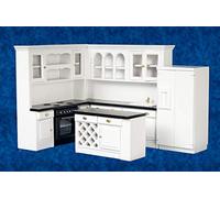 Melody Jane Dolls House Modern Black and White Miniature Kitchen Furniture Set