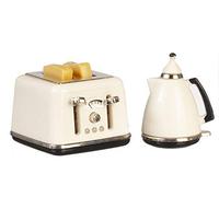 Melody Jane Dolls House Modern White Jug Kettle & Toaster Miniature 1:12 Kitchen Accessory
