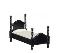 Melody Jane Dolls House Narrow Black Single Bed Miniature Bedroom Furniture1:12 Scale