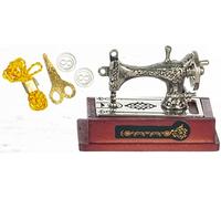 Melody Jane Dolls House Old Fashioned Silver Sewing Machine Set Miniature Accessory 1:12