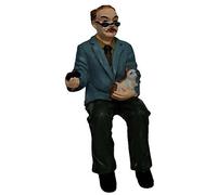 Melody Jane Dolls House Old Man Sitting with Cat1:12 Scale People Resin Figure