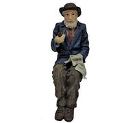 Melody Jane Dolls House Old Man with Pipe Sitting 1:12 People Resin Figure