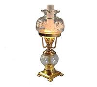 Melody Jane Dolls House Ornate Oil Lamp Brass Clear Glass 12V Miniature Electric Lighting