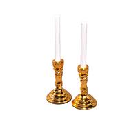 Melody Jane Dolls House Pair of Brass Candlesticks & Candles1:12 Scale Miniature Accessory
