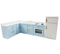Melody Jane Dolls House Pale Blue Fitted Kitchen Furniture Set Miniature Units & Appliances
