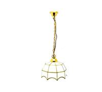 Melody Jane Dolls House Pendant Light with White Gold Shade 12V Miniature Electric Lighting