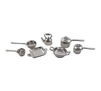 Melody Jane Dolls House Pewter Cookware Kitchen Accessory Set 1:24 Half Scale Miniature