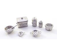 Melody Jane Dolls House Pewter Kitchen Accessory Set 1:24 Scale Miniature