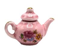 Melody Jane Dolls House Pink & Gold Floral Teapot Miniature Kitchen Dining Accessory 1:12