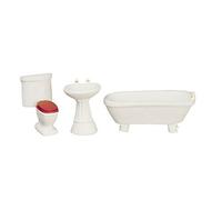 Melody Jane Dolls House Plain White Bathroom Suite Furniture Set 1:24 Half Inch