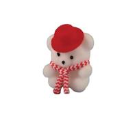 Melody Jane Dolls House Polar Bear in Red Hat & Scarf White Teddy Flocked Toy Shop Accessory