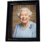 Melody Jane Dolls House Queen Elizabeth II Platinum Jubilee Portrait Black Picture Frame 1:12 Resin