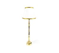 Melody Jane Dolls House Standard Lamp Brass with White Gold Edged Shade LED Battery Light