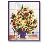 Melody Jane Dolls House Sunflower Picture Tile Mosaic Splashback Embossed Card Wall Art 1:12