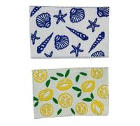 Melody Jane Dolls House Tea Towels Lemons & Beach Themed Fabric 1:12 Scale Kitchen Accessory