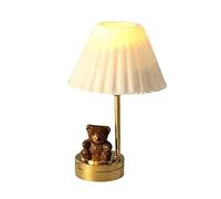 Melody Jane Dolls House Teddy Bear Nursery Table Lamp White Shade Brass LED Battery Lighting