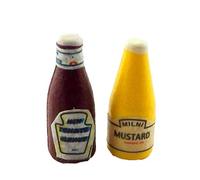 Melody Jane Dolls House Tomato Ketchup & Mustard Bottles Miniature Kitchen Cafe Accessory