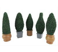 Melody Jane Dolls House Topiary Trees in Pots Set of 5 Tree in Planter Garden Accessory