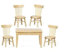 Melody Jane Dolls House Unfinished Table & Chairs Kitchen Dining Room Furniture Set 1:12