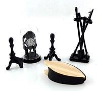 Melody Jane Dolls House Victorian Fireplace Companion Set & Clock Black Miniature Accessory