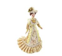 Melody Jane Dolls House Victorian Lady Constance In Gold Outfit Porcelain1:12 Scale People